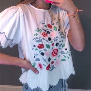 hippie laundry floral embroidered tee